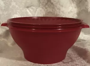Tupperware Servalier Salad Bowl & Seal in Dark Red 17 Cups Brand New - Picture 1 of 3