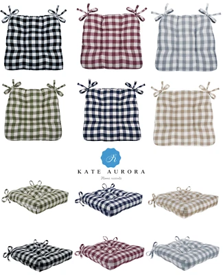 Cojines para silla de granja de campo a cuadros de guinga - Colores surtidos Foto 1 de 4