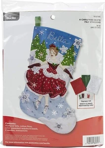 Bucilla A Christmas Skate Pattinaggio su Ghiaccio Pattinatore Applique Feltro Neve Calza Kit - Foto 1 di 2