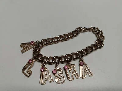 Ladies Alaska charm Bracelet(Pink Stone On Each Letter) - Image 1 of 4