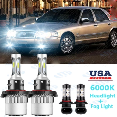 For Mercury Grand Marquis 2006-2011 - 4PC LED Headlight Hi-Lo + Fog Light Bulbs - Image 1 of 4