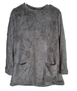 Faux Fur Soft Cozy PulloverTop Shirt Sz S Dark Gray Long Sleeves Pockets NWOT - Picture 1 of 10