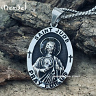 MENDEL Mens Catholic Jesus Christ St Saint Jude Pendant Necklace Stainless Steel