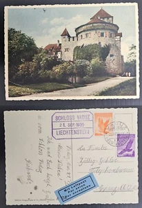 1935 Liechtenstein Postcard-Schloss Vaduz ties 2 stamps cd Vaduz-Appenzell - Picture 1 of 3