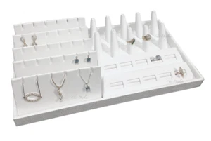 10-pc Jewelry Display Tray White Display Set Ring Holder Earring Stand Showcase - Picture 1 of 3