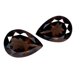 20.00 CTS Natural smoky quartz pear shape 2pcs loose gemstones - Bild 1 von 3
