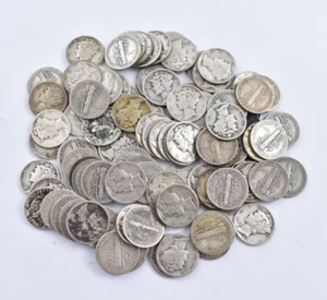 1916-1945 Mercury 90% Silver Dime Roll 50 Coin Lot Collection - Picture 1 of 7
