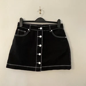 Forever 21 Damen Jeans Minirock schwarz Knopfleiste A-Linie Freizeit - Bild 1 von 6
