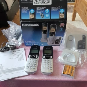 Panasonic KX-TGC222 Twin Cordless Phones with Answer Machine - silver new - Zdjęcie 1 z 8