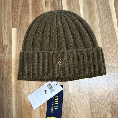 Polo Ralph Lauren Hombre Firma Merino Puño Gorro Verde Oliva Talla Única Nuevo con Etiquetas Foto 1 de 4