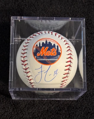 Certificado de autenticidad de béisbol firmado por Francisco Lindor con logotipo de los Mets de Nueva York Foto 1 de 4