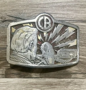 Vintage Great American Buckle Company CB Radio Themed Western Style Belt Buckle - Picture 1 of 5