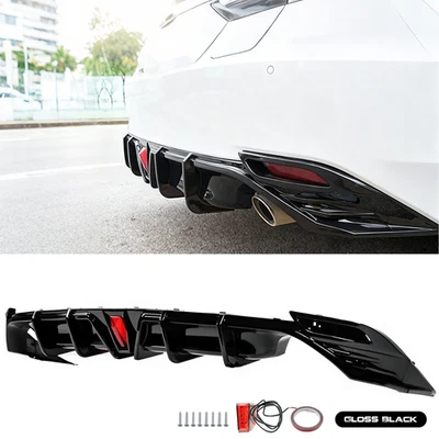 GLOSS BLACK GR STYLE REAR BUMPER LED DIFFUSER FOR 2018-2024 TOYOTA CAMRY LE XLE - Image 1 of 4