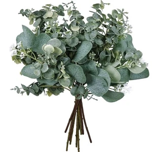 Bulk Artificial Silver Dollar Eucalyptus Leaves Picks Stems and Faux Branches... - Picture 1 of 9
