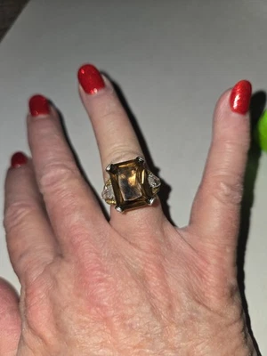 Anillo Judith Ripka Topacio Marrón Ahumado con Citrino Plata de Ley Talla 6 Foto 1 de 4