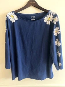 Talbots Women’s Floral Top Plus Size 3X Blue 3/4 Sleeve Round Neck - Picture 1 of 5