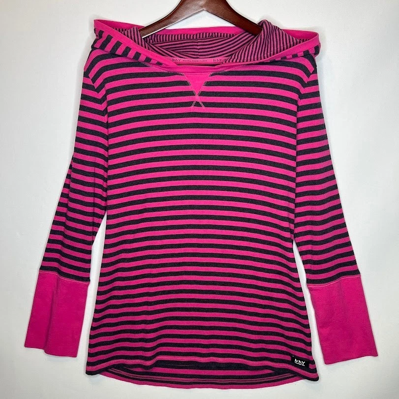 Marc New York Striped Hoodie Women’s XXL Pink Black Long Sleeve Casual - Image 1 of 4