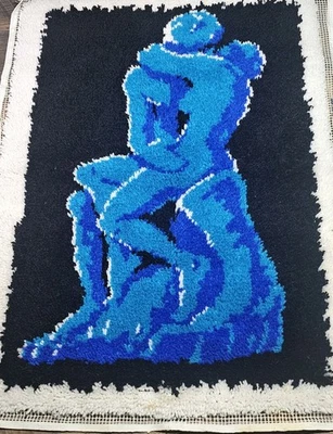 Alfombra Gancho Cierre MCM De Colección Arte Azul Abstracto Figura Colgante de Pared Grande 41x33 Foto 1 de 4