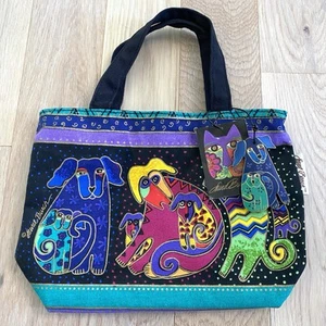 Laurel Burch Dog & Doggies Shoulder Bag Lunch Tote Whimsical Multicolor New - Picture 1 of 8