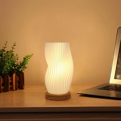 Novelty Small Table Lamp for Bedroom,Vintage Style Striped Small Night Light ... - Image 1 of 4