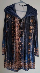 LILY BY FIRMIANA Stretch Velvet Shacket 3 Button Open Hooded 1XL - Picture 1 of 3