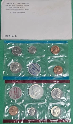 1970 PDS Mint Uncirculated Set 10 US Coins OGP W/ Silver Kennedy Half- see pics - Image 1 of 4