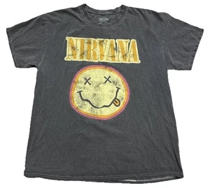 Nirvana T-Shirt Men’s L Cotton Retro Distressed Punk Grunge Music Active Casual - Picture 1 of 8