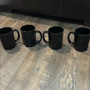 Vajilla de vidrio octogonal negra Arcoroc France Octime - Juego de 4 tazas - Imagen 1 de 7