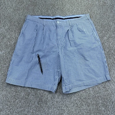 Brooks Brother Seersucker Shorts Mens Size 38 (Waist 36) Blue White Pleated * - Image 1 of 4