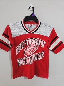Vintage 1990s NHL Hockey Detroit Redwings Jersey T-Shirt Youth Size Medium 12/14 - Picture 1 of 7