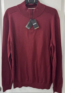 Hugo Boss SIZE XL Sweater Pullover DARK RED Virgin Wool Blend NWT - Picture 1 of 15