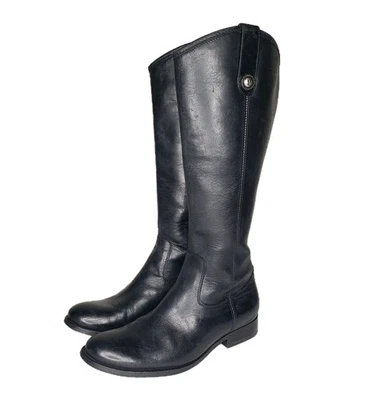Botas de montar altas de cuero negras con botones Frye Melissa para mujer 7,5 B Foto 1 de 4