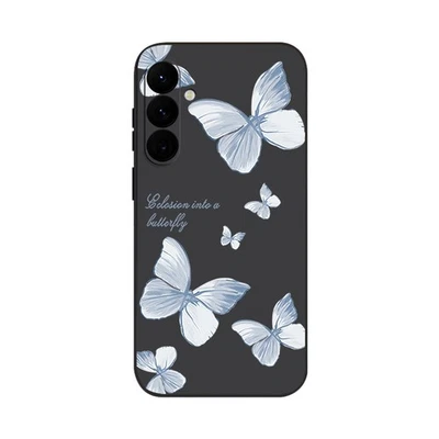 Silicone Case For Samsung S25 Ultra S24 S23 A56 A16 A15 A17 Blue Butterfly Cover - Image 1 of 4