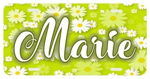 Daisies Lime Green Personalized Monogrammed License Plate Custom Auto Car Tag - Imagen 1 de 4