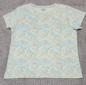 St John's Bay ~ Women's Short Sleeve Top ~ Size Large ~ Green/Blue - Picture 1 of 6