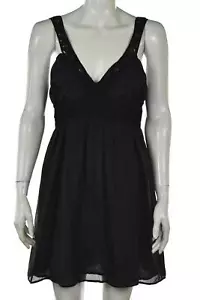 Velvet Dress Size 4 Black Lace Sheath Above Knee Casual Sleeveless Silk - Picture 1 of 4
