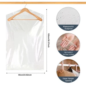 10-200PCS Clear Polythene Garment clothes dust cover Suit Dress Dry Cleaner Bags - Picture 1 of 27