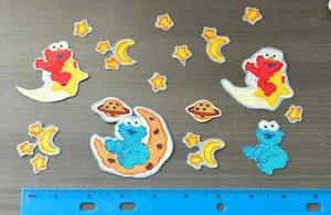 Cookie Monster and Elmo with Stars Pre-Cut Iron on Fabric Appliques . - Picture 1 of 1