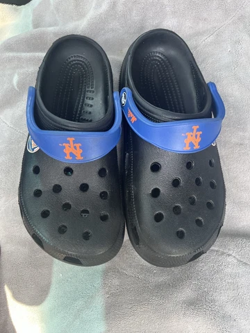 RARE Men's Size 8/9 womens 10/11 New York Mets CROCS MLB NY Shoes Sandals EUC Cover