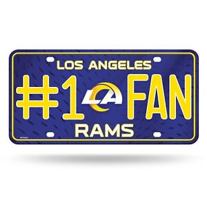 Los Angeles Rams #1 Fan Metal License Plate, Licensed by Rico- Made In USA