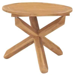 NNEVL Garden Dining Table Ø90x75 cm Solid Wood Teak - Picture 1 of 6