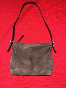 relativity Genuine Suede Leather Purse Brown Shoulder Zipper/magnet - Picture 1 of 7