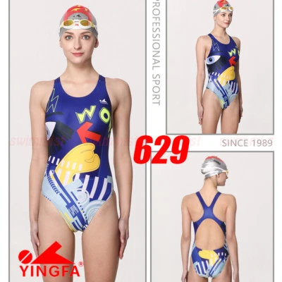 全新带标签 YINGFA 629 女士比赛训练赛车泳装 XL 美国 MISS 4-6 尺寸 32 — 第 1/2 张图片