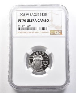 1998-W $25 American Platinum Eagle 1/4 Oz 0.25 Oz Platinum PF70 UCAM NGC *0101 - Picture 1 of 3