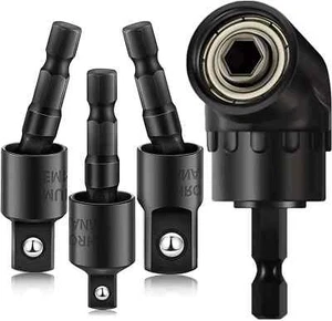 Right Angle Drill Adaptor,4-In-1 Impact Drill Bit Extension,360° Rotatable 1/4 3 - Picture 1 of 4