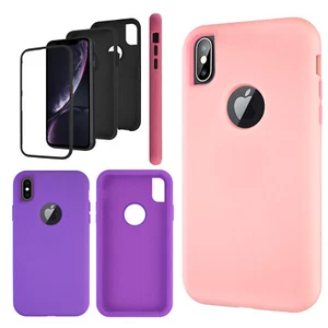 For iPhone X XS XR XS MAX Case Liquid Silicone Gel Hard Back Soft Lining Cushion - Picture 1 of 18