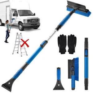 5-in-1 Extendable Snow Brush with Ice Scraper Squeegee Auto Snow Ice Removal - Picture 1 of 9