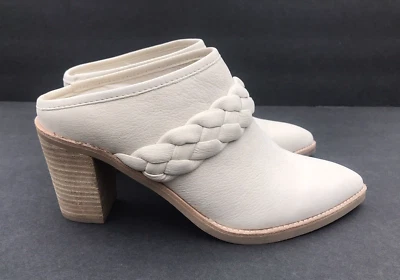 Dolce Vita Serla Braided Heel Mule Women 8 Ivory Nubuck Leather Pointed Toe FLAW - Image 1 of 4