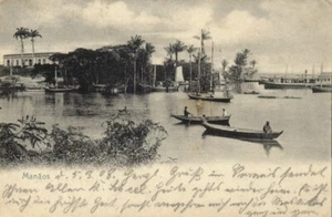 brazil, MANAOS MANAUS, Harbour with Rowing and Sailing Boats (1908) Postcard - Picture 1 of 2