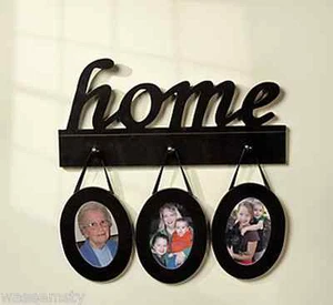 Hogar"" Letrero de Pared de Madera con Marcos de Fotos Soporte de Imagen Pantalla Acento Decoración Arte - Imagen 1 de 2